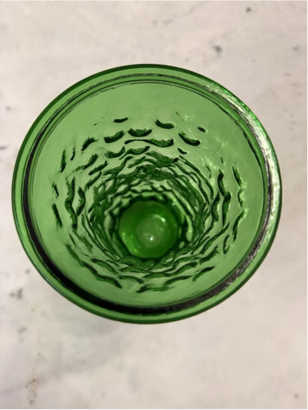 Vintage Hoosier Glass Vase Emerald Green Textured Bark, #5